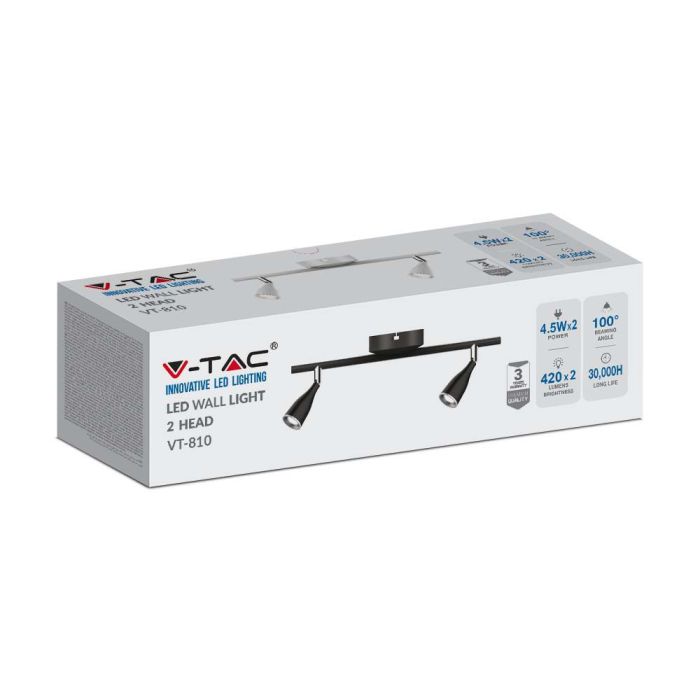 Aplique LED V-TAC - Doble Cabezal - IP20 - Blanco - 9W - 840 Lumens - 3000K-extra-4.webp