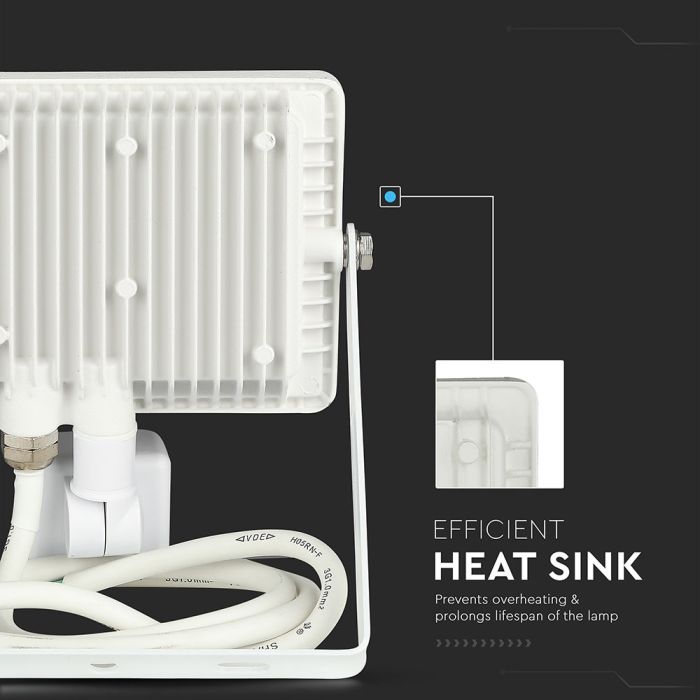 Proyector LED giratorio V-TAC - Samsung - Sensor PIR - Impermeable IP65 - Blanco - 30W - 2400 Lúmenes - 3000K-extra-7.webp