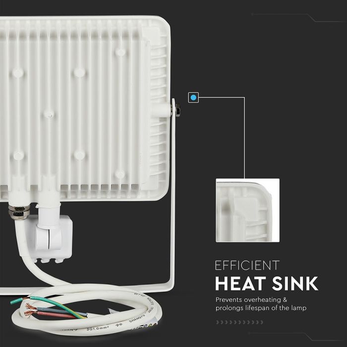 Proyector LED giratorio V-TAC - Samsung - Sensor PIR - Impermeable IP65 - Blanco - 50W - 4000 Lúmenes - 3000K-extra-7.webp