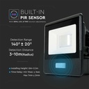 Proyector LED V-TAC - Samsung - Sensor PIR - Impermeable IP65 - Negro - 10W - 735 Lumens - 3000K - Pack de 2-extra-5.webp
