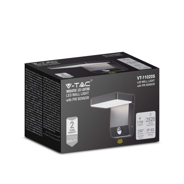 Aplique LED giratorio V-TAC - Sensor PIR - Impermeable IP65 - Negro - 17W - 2580 Lumens - 4000K-extra-3.webp