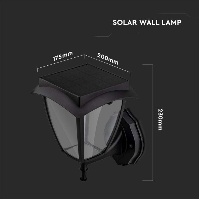 V-TAC Aplique Solar - IP65 Impermeable - Negro Mate - 2W - 110 Lumens - 3000K + 6000K-extra-6.webp