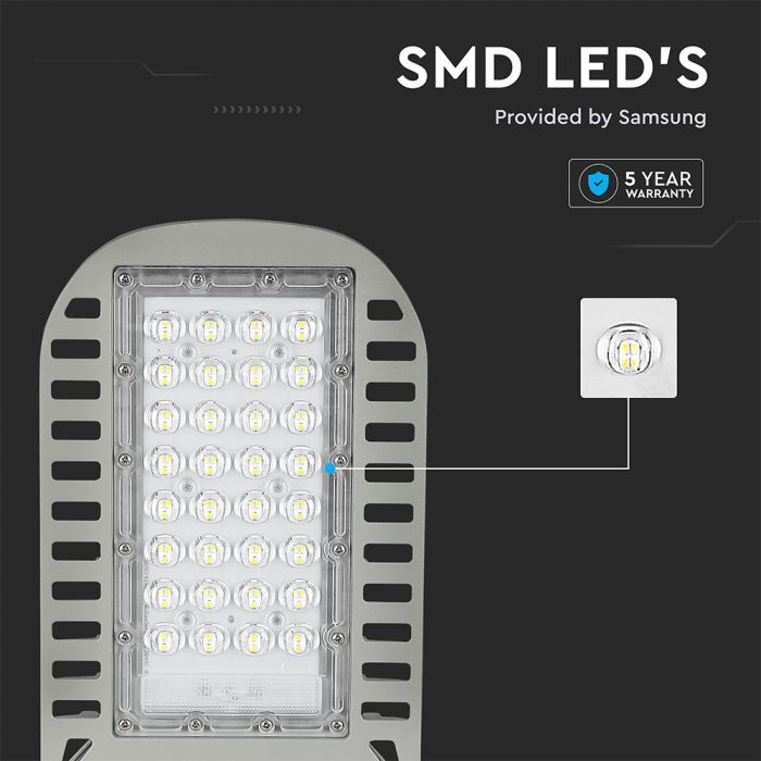 Farola LED Slim - Samsung - IP65 Impermeable - Gris - 50W - 6850 Lúmenes - 6500K-extra-7.webp