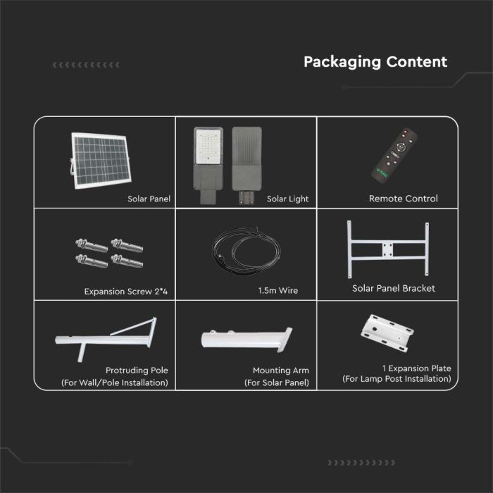 V-TAC Farola Solar - IP65 Impermeable - 2500 Lumens - 6500K-extra-9.webp