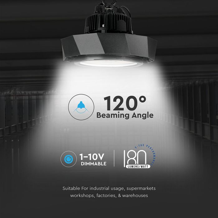 Campana LED V-TAC - Samsung - 180lm/w - MW - IP65 Impermeable - Negro - 100W - 18000 Lúmenes - 6400K-extra-8.webp