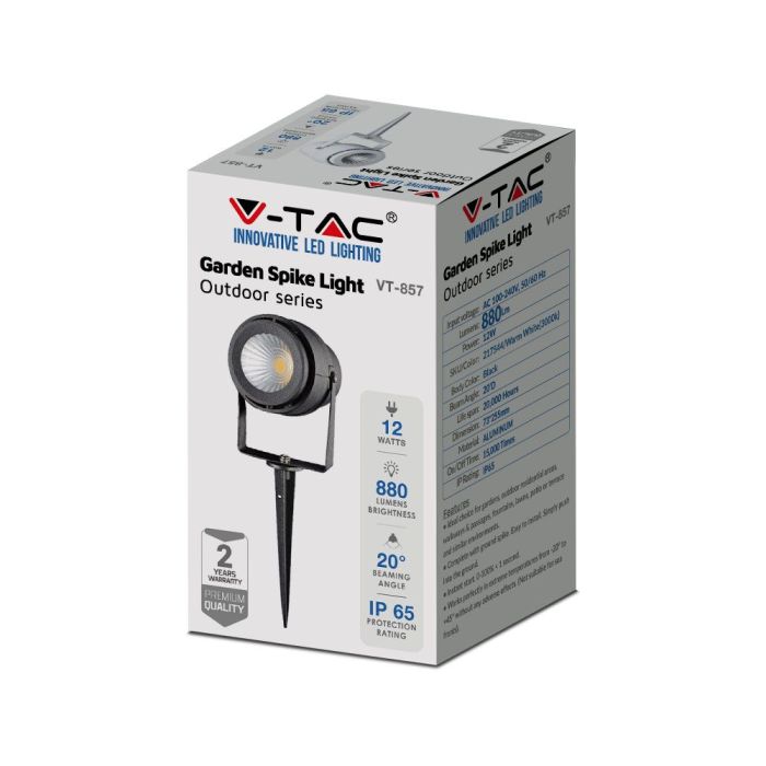 V-TAC Exterior - Luces de pinchos de jardín - IP65 Impermeable - Negro - 12W - 875 Lúmenes - 4000K-extra-5.webp