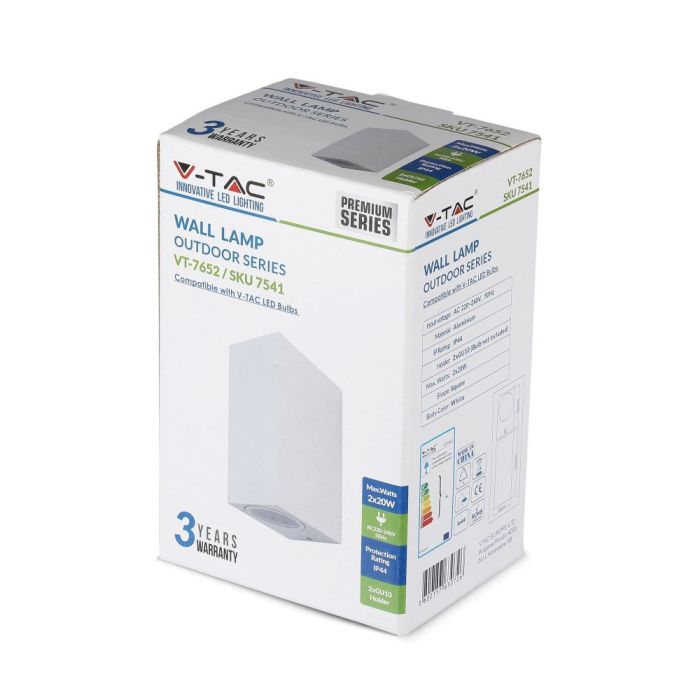 V-TAC Aplique de Pared Exterior - Accesorios de Pared - Soporte GU10 - IP44 - Blanco-extra-5.webp