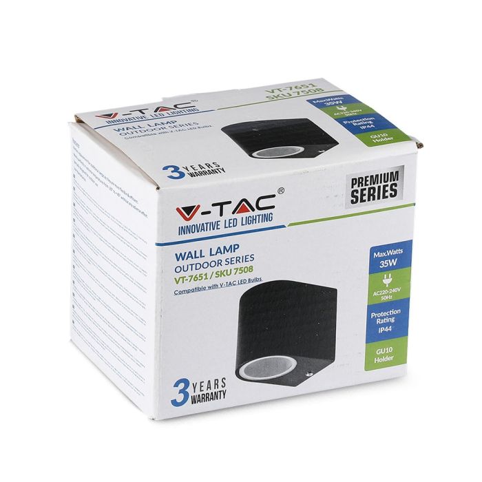 V-TAC Aplique de Pared Exterior - Accesorios de Pared - Soporte GU10 - IP44 - Negro-extra-4.webp
