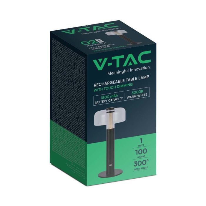V-TAC Lámpara de Sobremesa Recargable - IP20 - Negra - 1W - 100 Lumens - 3000K-extra-7.webp