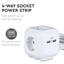 V-TAC Adaptadores y Tomas - 4 Vías - Cube USB Extension Socket - IP20 - Blanco - 1.4 m cable-extra-1.webp