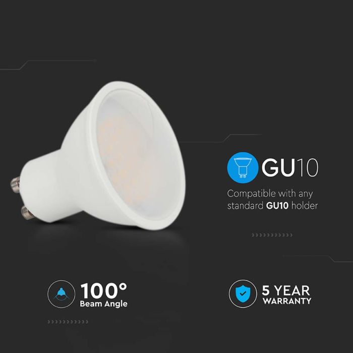 Dicróica LED V-TAC - Samsung - GU10 - Lente 110° - IP20 - Blanco Lechoso - 4.5W - 400 Lúmenes - 6500K-extra-6.webp