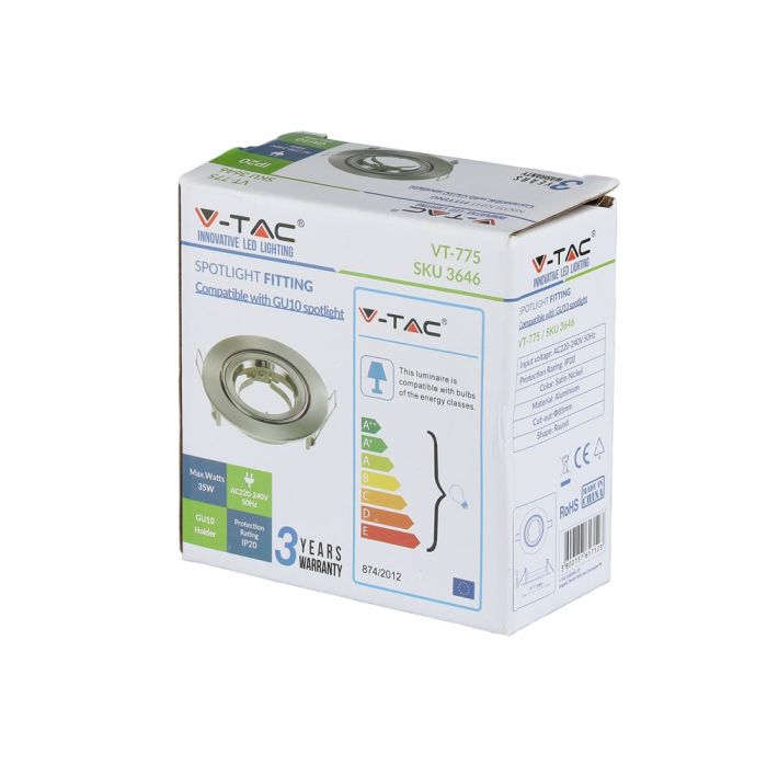 V-TAC LED Aro redondo - Empotrable - GU10 - IP20 - Níquel satinado-extra-8.webp