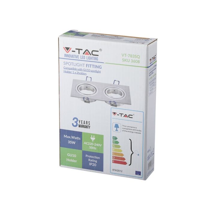 V-TAC LED Aro cuadrado - Empotrable - GU10 - IP20 - Aluminio Cepillado-extra-9.webp