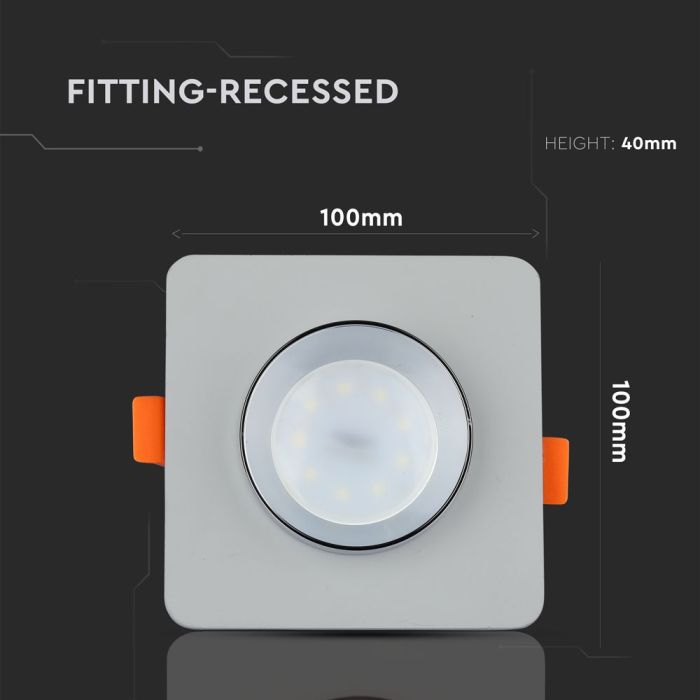 V-TAC LED Aro de yeso / hormigón cuadrado - Empotrable - GU10 - IP20 - Gris + Cromo-extra-2.webp