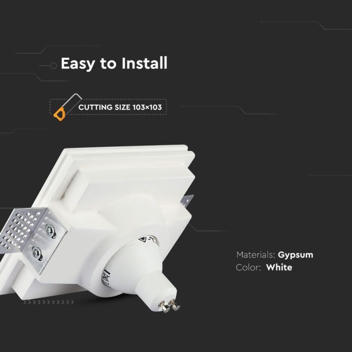 V-TAC LED Aro cuadrado - Empotrable - GU10 - IP20 - Blanco-extra-4.webp