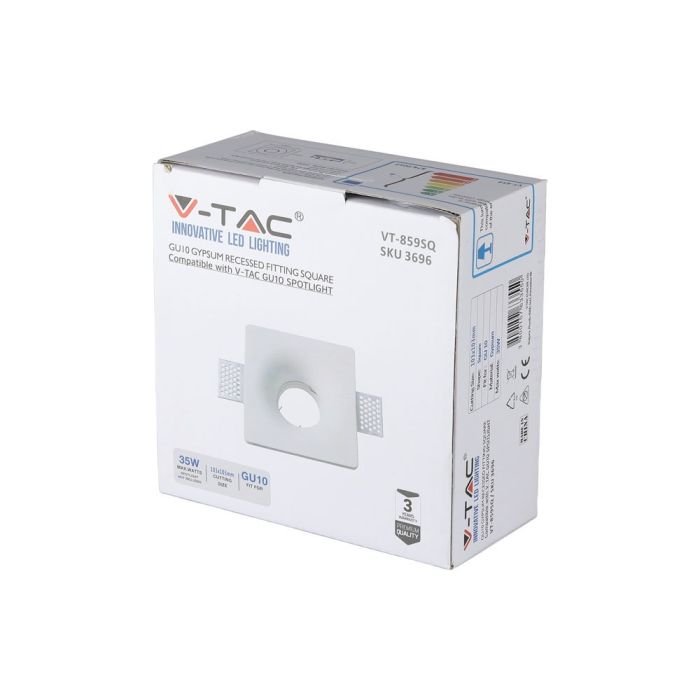 V-TAC LED Aro cuadrado - Empotrable - GU10 - IP20 - Blanco-extra-6.webp