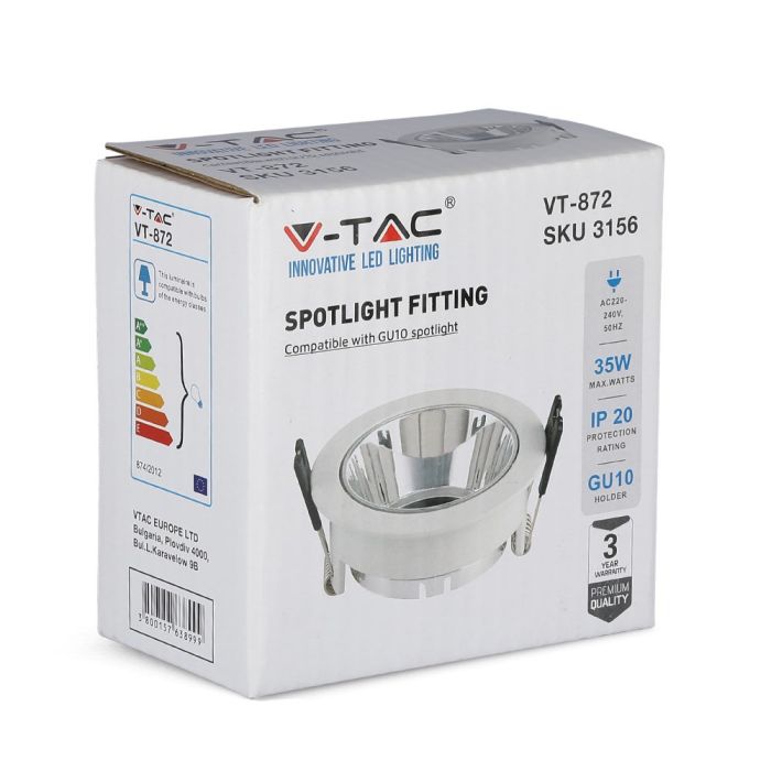 V-TAC LED Aro redondo - Empotrable - GU10 - IP20 - Blanco + Cromo-extra-11.webp