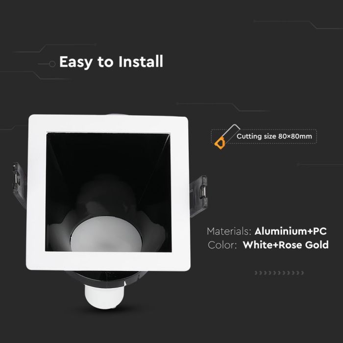 V-TAC Aro cuadrado LED - Empotrable - GU10 - IP20 - Blanco + Negro-extra-4.webp