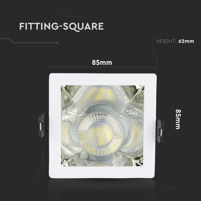 V-TAC Aro cuadrado LED - Empotrable - GU10 - IP20 - Blanco + Cromo-extra-2.webp