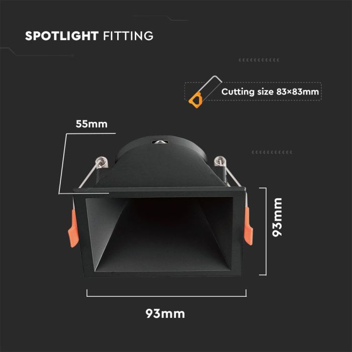 V-TAC Aro cuadrado LED - Empotrable - GU10 - IP20 - Negro-extra-2.webp