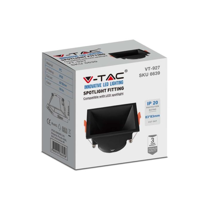 V-TAC Aro cuadrado LED - Empotrable - GU10 - IP20 - Negro-extra-5.webp