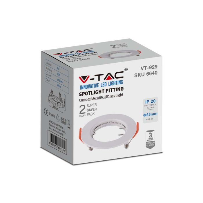 V-TAC LED Aro redondo - Empotrable - GU10 - IP20 - Blanco-extra-5.webp