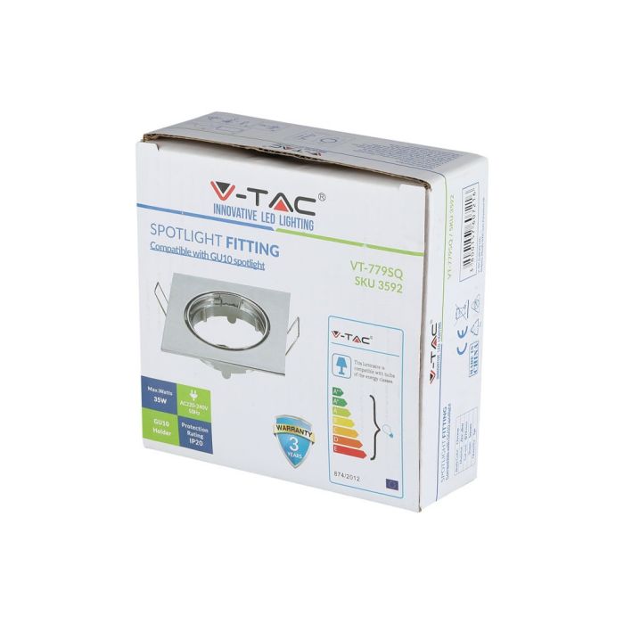 Aro cuadrado LED V-TAC - Empotrable - GU10 - IP20 - Cromo-extra-5.webp