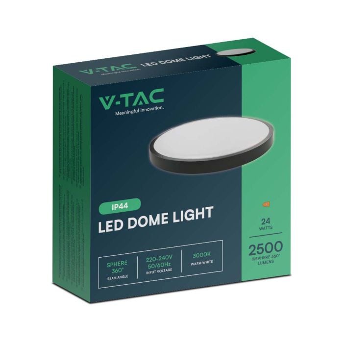 V-TAC LED Plafón redondo - IP44 - Negro - 24W - 2400 Lumens - 3000K - 295MM-extra-7.webp