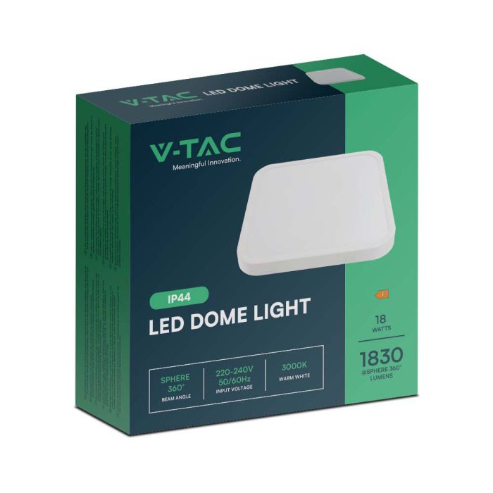 V-TAC LED Plafón cuadrado - IP44 - Blanco - 18W - 1800 Lumens - 3000K - 225MM-extra-7.webp