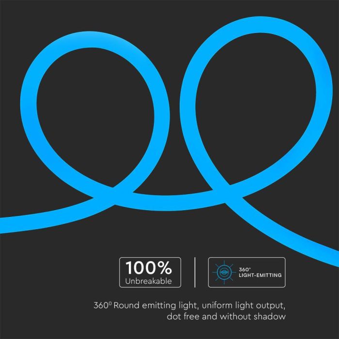 V-TAC Tira de Luz LED - Neon Flex - IP20 - Código de Color: Azul - Precio/1m (Rollo 10m)-extra-7.webp