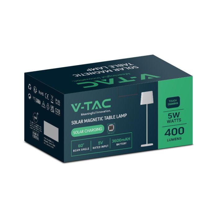 V-TAC Lámpara Solar Magnética de Mesa - IP65 Impermeable - Blanca - 5W- 400 Lumens - 3IN1-extra-14.webp