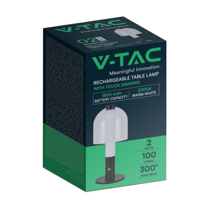 V-TAC Lámpara de Sobremesa Recargable - IP20 - Negra + Transparente - 2W - 100 Lumens - 3IN1-extra-7.webp