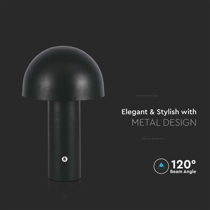 V-TAC Lámpara de Sobremesa Recargable - IP20 - Negra - 3W - 200 Lumens - 3IN1-extra-4.webp