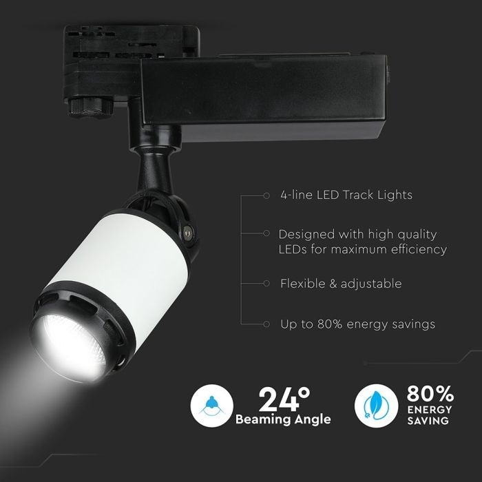 V-TAC LED Foco de carril - IP20 - Negro + Blanco - 25W- 2100 Lumens - 6000K-extra-3.webp