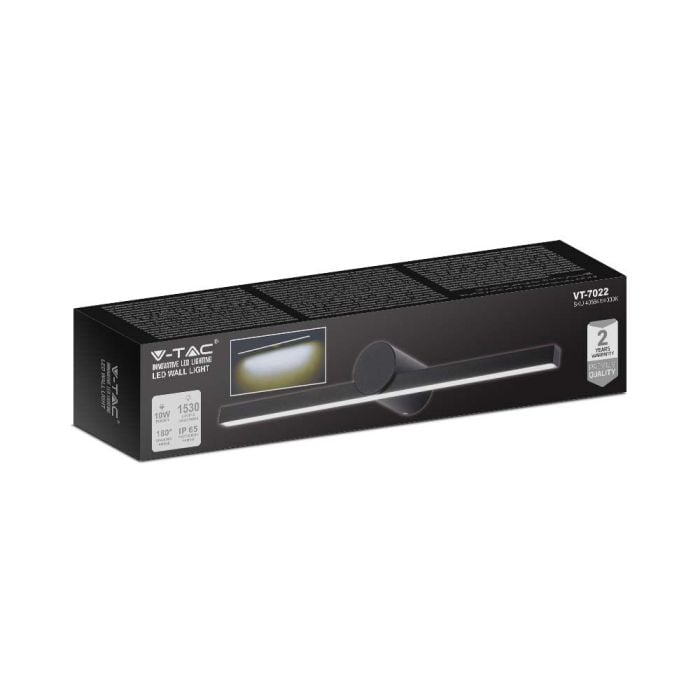 V-TAC LED Luz Espejo Pared - IP65 Impermeable - Negro - 10W - 1530 Lumens - 3000K-extra-6.webp