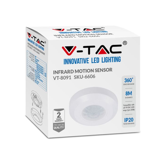 Sensor de movimiento por infrarrojos V-TAC - IP20 - Blanco-extra-9.webp