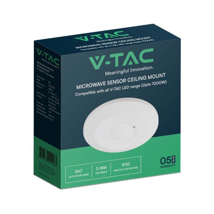 Sensor de movimiento por microondas V-TAC - IP20 - Blanco-extra-5.webp