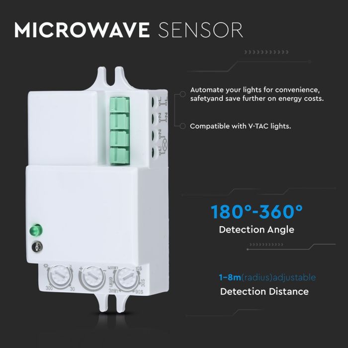 Sensor de movimiento por microondas V-TAC - IP20 - Blanco-extra-1.webp