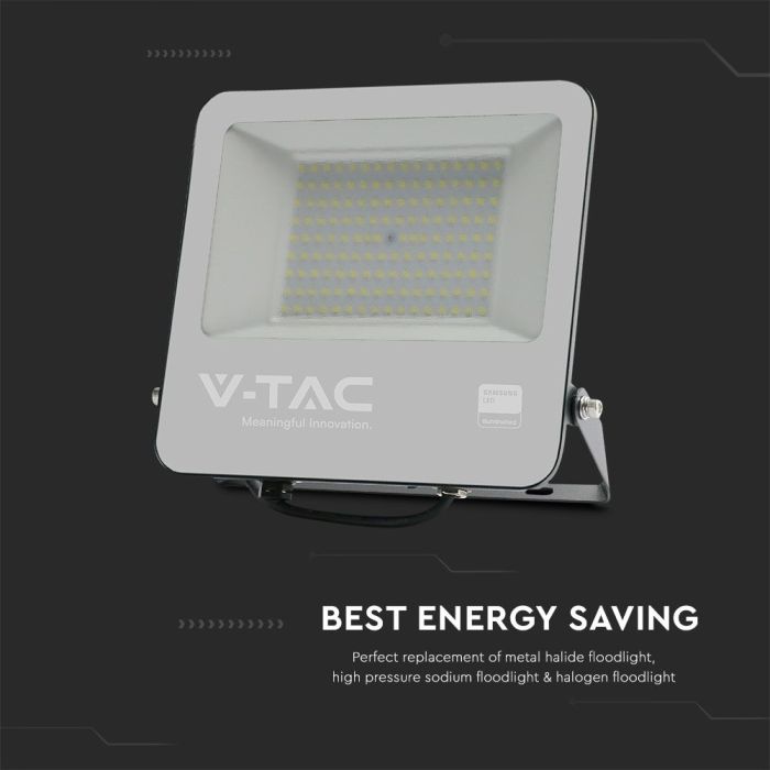 Proyector LED V-TAC - Samsung - IP65 Impermeable - Cuerpo Negro - 1 Metro de Cable - 100W - 8700 Lúmenes - 6500K-extra-6.webp