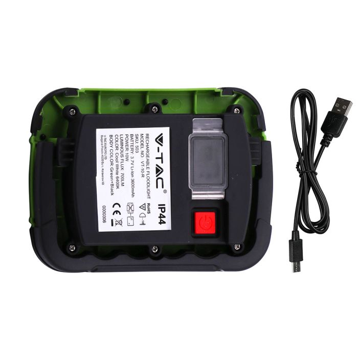 Proyector LED recargable V-TAC - Samsung - IP44 - Verde + Negro - 10W - 700 Lumens - 4000K-extra-4.webp