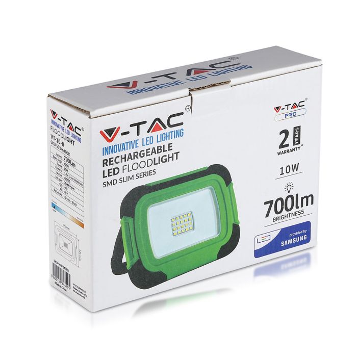 Proyector LED recargable V-TAC - Samsung - IP44 - Verde + Negro - 10W - 700 Lumens - 4000K-extra-5.webp