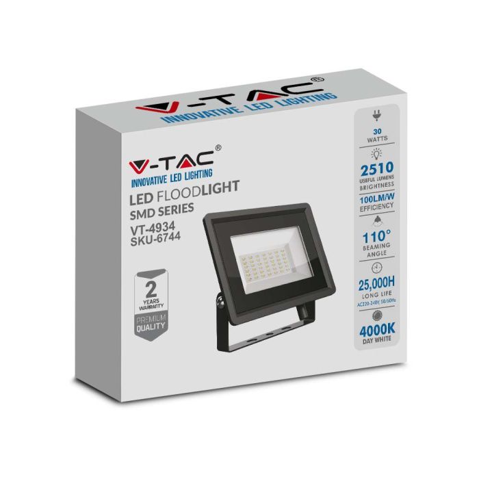 Proyector LED V-TAC - Impermeable IP65 - Cuerpo Negro - 30W - 2510 Lumens - 6500K-extra-9.webp