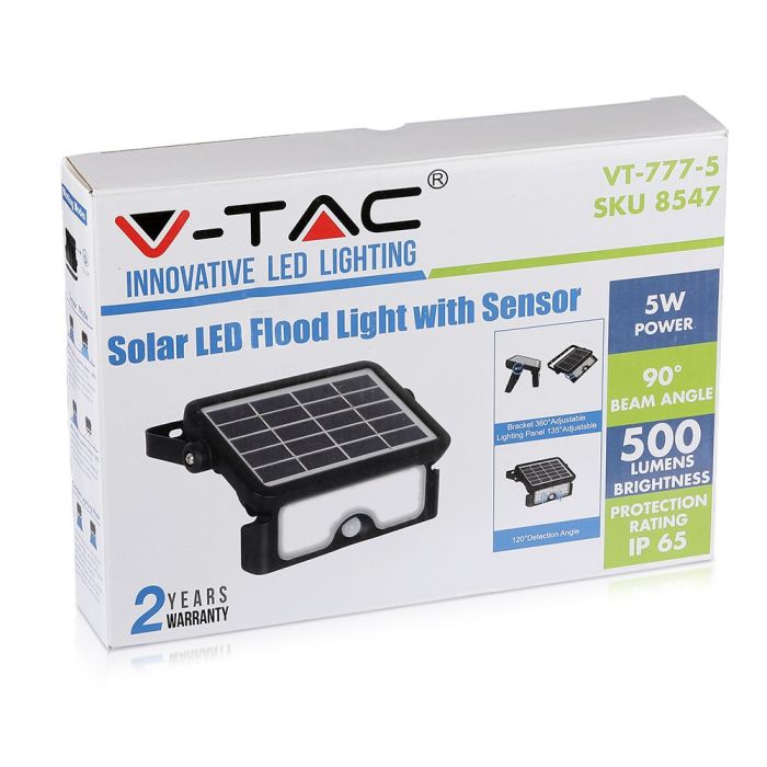 Proyector Solar V-TAC - IP65 Impermeable - Negro - 5W - 500 Lumens - 4000K-extra-5.webp