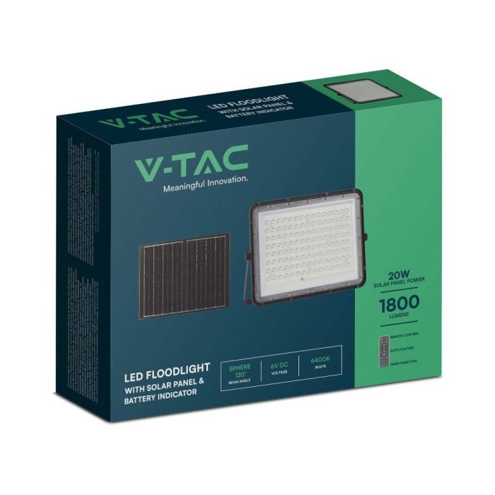 Proyector Solar V-TAC - Impermeable IP65 - Negro - 15W - 1800 Lumens - 6400K-extra-14.webp