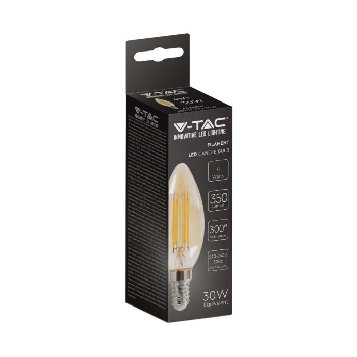 Bombilla LED V-TAC - Vela - Soporte E14 - IP20 - Ámbar - 4W - 350 Lumens - 2200K-extra-3.webp