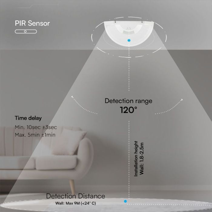Aplique LED V-TAC - Sensor PIR - Samsung - IP44 - Blanco - 15W- 1300 Lumens - 3IN1-extra-6.webp