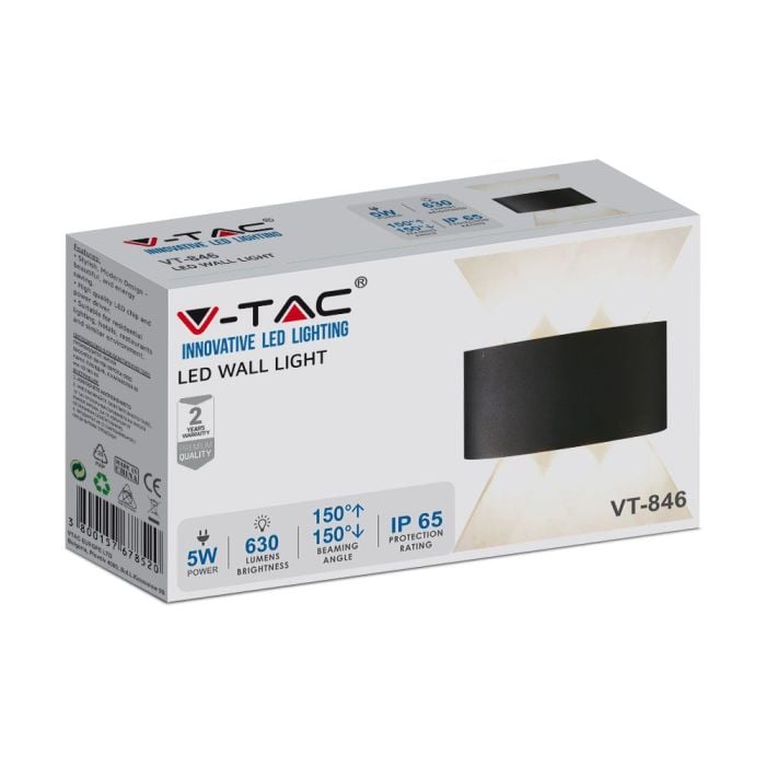 V-TAC Aplique LED Semi Ovalado - Bridgelux - Blanco - IP65 Estanco - 5W - 630 Lumens - 3000K-extra-5.webp
