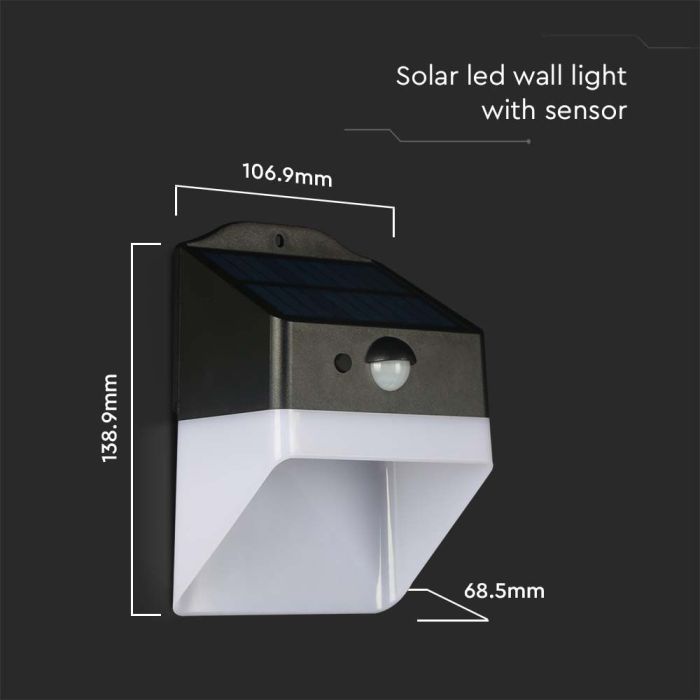 V-TAC Sensor Solar Luz de Pared - IP65 Impermeable - Negro + Blanco - 2W - 200 Lumens - 4000K - Pack de 4-extra-4.webp