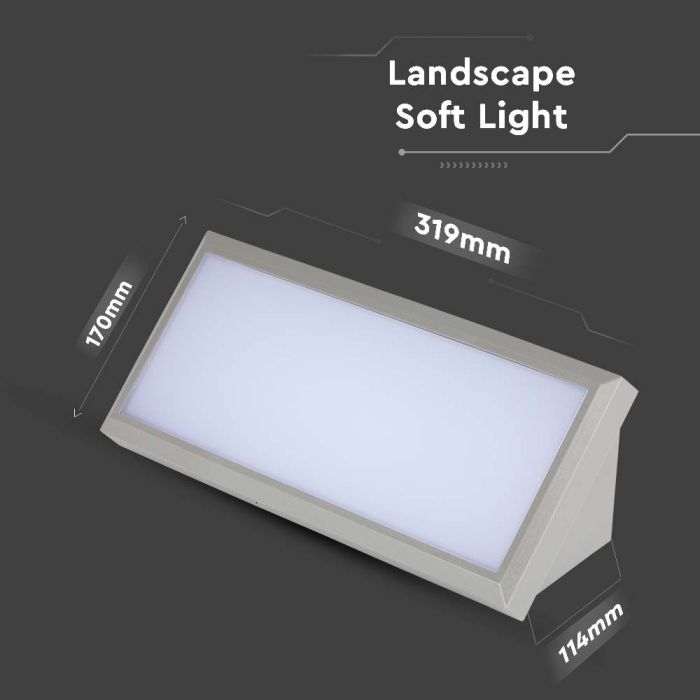 V-TAC LED Luz de Pared - Softlight - IP65 Impermeable - Gris - 20W - 2050 Lumens - 6400K-extra-2.webp