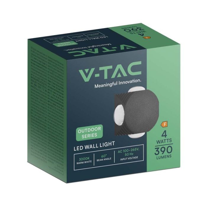 V-TAC Aplique LED Redondo - IP54 - Negro - 4W - 390 Lumens - 4000K-extra-6.webp